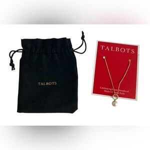 NWT Talbots Faux Gold Pearl Solitaire Necklace Holiday Christmas Jewlrey